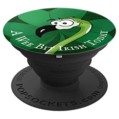 A Wee Bit Irish Today St Pattys Day Green Flamingo PopSockets Grip and Stand for Phones and Tablets