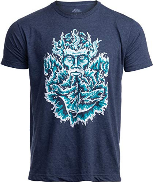 Poseidon   Greek God of Sea Ocean Spiritual Mythology Art Illustration for Men Women T Shirt  Navy 2XL