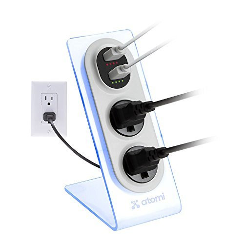 Atomi Visual Charge Stance Dual Desktop USB Charge/Outlet Surge Protector