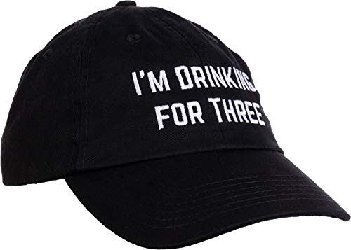 Ann Arbor T shirt Co  Drinking for Three   Funny New Dad Father Pregnancy Announcement Joke Baseball Cap Dad Hat Black