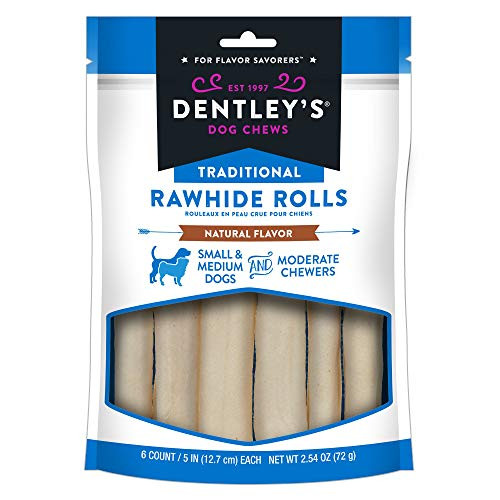 DENTLEY S Traditional 5  Rawhide Rolls Dog Treats   Small and Medium   Natural Flavor