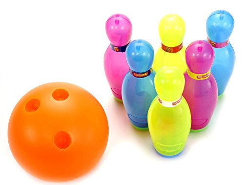 PowerTRC Deluxe Super Bowling Set Toy for Kids 7   Colorful Bowling Pins and a 6   Bowling Ball