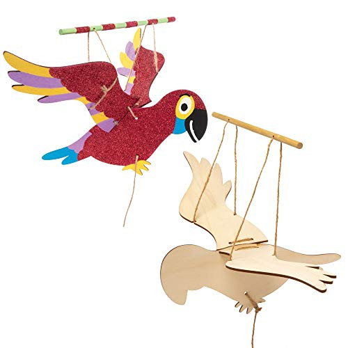Baker Ross AT684 Parrot Wooden Flying Puppet Kits Pack of 3 Woodcraft for Kids Arts and Crafts Projects Baker Ross AT684 Parrot Wooden Flying Puppet Kits Pack of 3 Woodcraft for Kids Arts and Crafts Projects