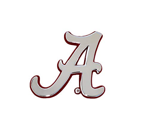 University of Alabama Crimson Tide Metal Auto Emblem  Chrome  Crimson Trim