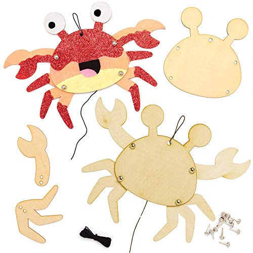 Baker Ross AT818 Dancing Crab Wooden Puppet Kits Pack of 4 for Kids Arts and Crafts Projects Baker Ross AT818 Dancing Crab Wooden Puppet Kits Pack of 4 for Kids Arts and Crafts Projects