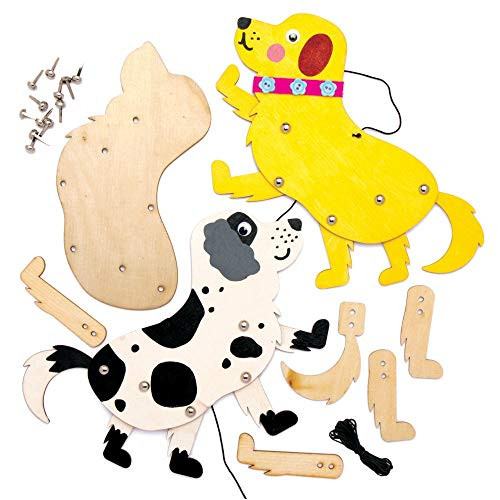 Baker Ross AT817 Dog Wooden Puppet Kits Pack of 4 for Kids Arts and Crafts Projects Baker Ross AT817 Dog Wooden Puppet Kits Pack of 4 for Kids Arts and Crafts Projects