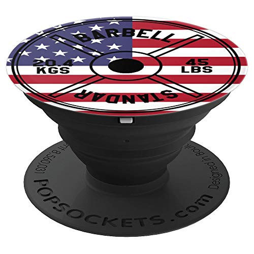 Weightlifting Barbell Plate American Flag Lifting PopSockets Grip and Stand for Phones and Tablets Weightlifting Barbell Plate American Flag Lifting PopSockets Grip and Stand for Phones and Tablets
