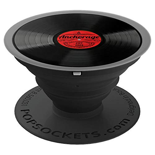 Anchorage Alaska PopSocket Grip Retro Vinyl Record Design PopSockets Grip and Stand for Phones and Tablets