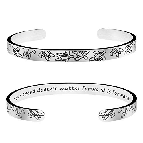Joycuff Turtle Bracelet for Women Best Friend Sister Daughter Mom Inspirational Gift Encouragement Jewelry Motivational Cuff Bangle Joycuff Turtle Bracelet for Women Best Friend Sister Daughter Mom Inspirational Gift Encouragement Jewelry Motivational Cuff Bangle