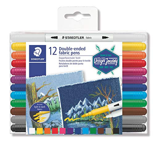 Staedtler Double Ended Fabric Markers   Decorate T Shirts  Pillows  Shoes and More  12 Assorted Colors  3190 TB12