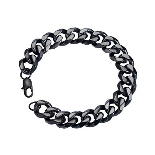 15MM Men s 316L Stainless Steel Bracelet Black Plated Cuban Curb Chain Link Bracelet for Men 15MM Men s 316L Stainless Steel Bracelet Black Plated Cuban Curb Chain Link Bracelet for Men