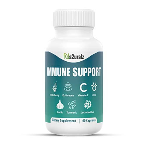 Ultimate Immune Booster Support System Supplement  with Elderberry  Zinc  Vitamin C  E  B6 Echinacea  Garlic  Probiotics   Turmeric  60 antioxidant Immunity Capsules
