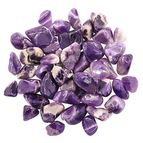 Hilitchi 1lb Bulk Large Natural Tumbled Polished Brazilian Stones Gemstone Healing Crystals Quartz for Wicca  Reiki  and Energy Crystal Healing  Amethyst About 1lb 450g 16oz bag
