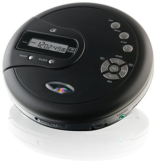 GPX PC332B Portable CD Player with Anti-Skip Protection, FM Radio and Stereo Earbuds - Black
