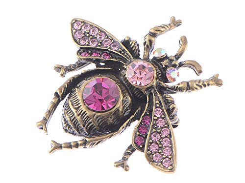 Alilang Brass Tone Sparkly Amethyst Purple Pink Crystal Rhinestones Bee Insect Brooch Pin Alilang Brass Tone Sparkly Amethyst Purple Pink Crystal Rhinestones Bee Insect Brooch Pin