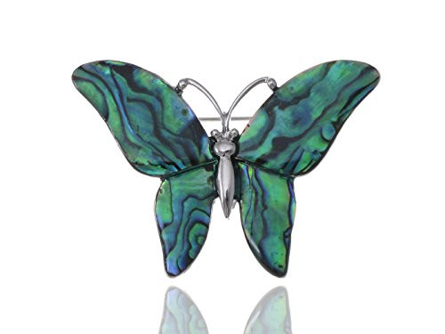 Alilang Silvery Tone Abalone Colored Green Blue Enamel Butterfly Bug Brooch Pin Alilang Silvery Tone Abalone Colored Green Blue Enamel Butterfly Bug Brooch Pin