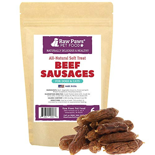 Raw Paws Natural Beef Sausage Dog Treats   Cat Treats  6 oz   Real Beef Dog Treats Made in USA Only  Gluten   Grain Free Cat Sausage Links   Dog Sausage Links   Chewy  Soft Puppy Dog Sausage Treats