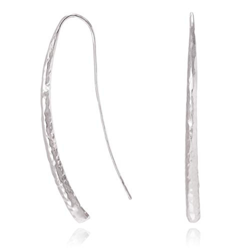 Bonaluna Long Curved   Hammered Long Drop Modern Threader Up   Down Earrings for Women