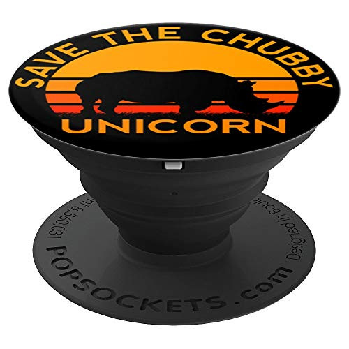Save The Chubby Unicorn Rhino Retro Colors Gift Rhinoceros PopSockets Grip and Stand for Phones and Tablets