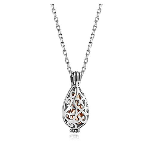 Sunligoo Womens Stainless Steel Hollow Teardrop Locket Pendant Necklaces Urn Ashes Necklace Jewelry for Cremation Memorial Keepsakes   Rose Gold