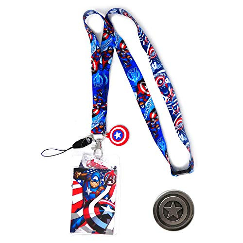 Marvel Comics Captain America Lanyard and Shield Pin Combo Set