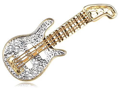 Alilang Golden Tone Clear Crystal Colored Rhinestones Electric Guitar Brooch Pin Alilang Golden Tone Clear Crystal Colored Rhinestones Electric Guitar Brooch Pin
