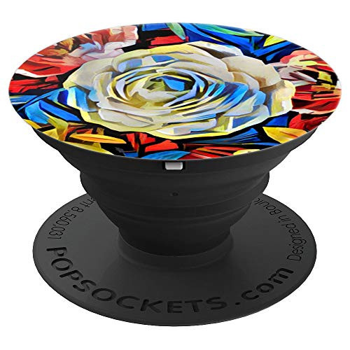 Artistic Floral Rose Flower Colorful Paint Design PopSockets Grip and Stand for Phones and Tablets
