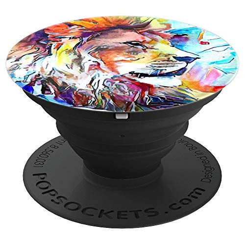 Artistic Grip Lion Watercolor On Colorful Paint Design PopSockets Grip and Stand for Phones and Tablets