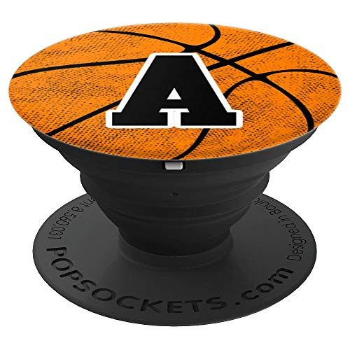 Basketball Letter A Monogram Initial Player Retro Coach Gift PopSockets Grip and Stand for Phones and Tablets