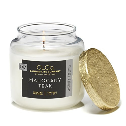 CLCo  by Candle Lite Company Scented Mahogany Teak Single Wick Jar  14 oz  Off White