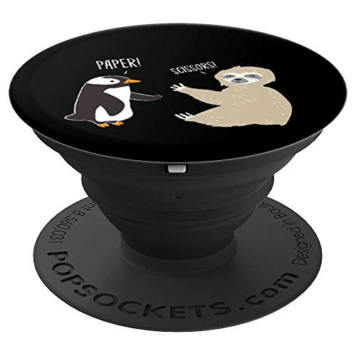 Sloth And Penguin Playing Rock Paper Scissors PopSockets Grip and Stand for Phones and Tablets