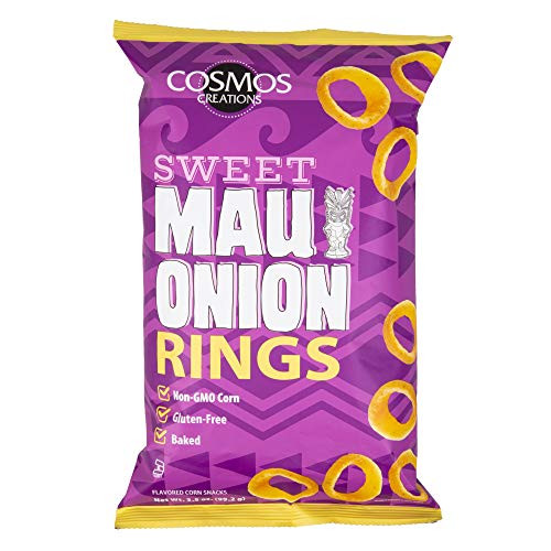 Premium Puffed Corn Snack by Cosmos Creations Sweet Maui Onion Rings  Pack of 2 3 5 Oz Each   Healthy Baked Gluten Free Non GMO Crunchy Snack