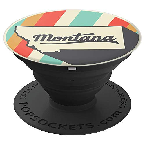 Montana State Home Retro 70s Vintage MT Rainbow PopSockets Grip and Stand for Phones and Tablets