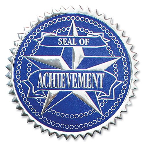 PaperDirect Embossed Achievement 2 Color Foil Certificate Seals  102 Pack  Blue Silver