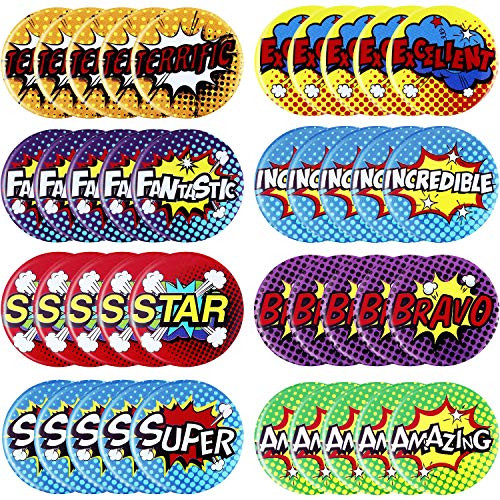WILLBOND 96 Pieces Recognition Pins Mini Hero Button Pins Encouraging Recognition Pin Positive Button Pins Badges for Party Supplies  8 Styles