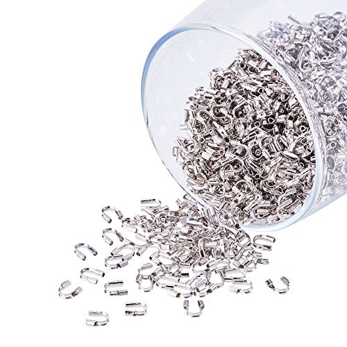NBEADS 2000pcs Platinum Color Brass Wire Guardian Wire Protectors Loops U Shape Accessories for Jewelry