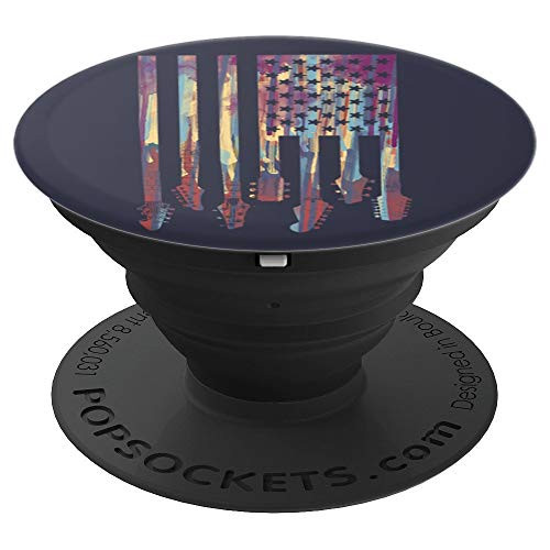 Splatter Paint American Guitar Flag PopSockets Grip and Stand for Phones and Tablets