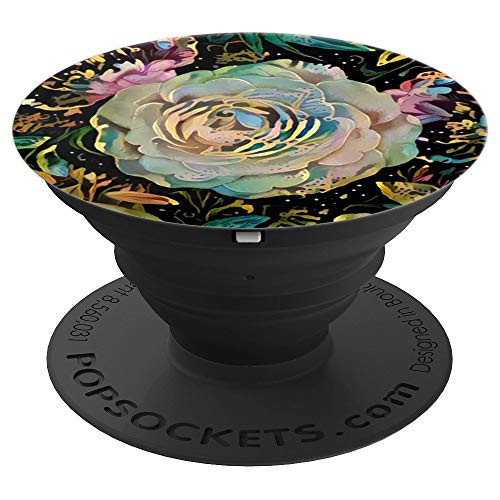 Floral Grip  Artistic Roses On Colorful Paint Design PopSockets Grip and Stand for Phones and Tablets