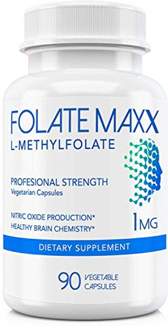 FolateMaxx L Methylfolate 1 mg  90 Capsules   Professional Top Quality Active Folate   Non GMO  Gluten Free   Methyl Folate  5 MTHF