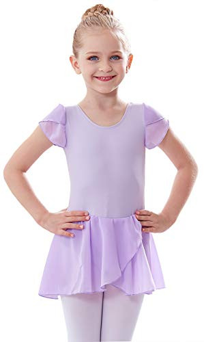 MdnMd Petal Sleeve Tutu Skirt Ballet Dance Dress Ballerina Outift Leotard for Toddler Girls  Purple  Age 2 4   2t 3t
