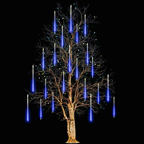 Icicle Lights Snowfall Meteor Shower Rain Light Christmas LED Decoration Falling Drop String Light 8 Tube  Blue  30cm