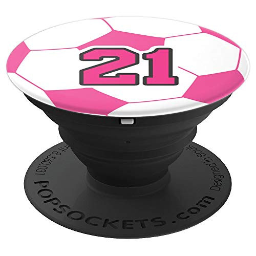 Pink Soccer Number 21 Girl Soccer Player 21st Birthday Zx PopSockets Grip and Stand for Phones and Tablets