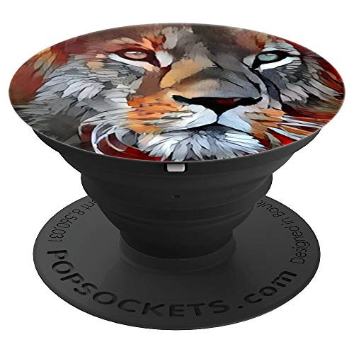 Grip Lion Design   Artistic Watercolor Lion Paint PopSockets Grip and Stand for Phones and Tablets