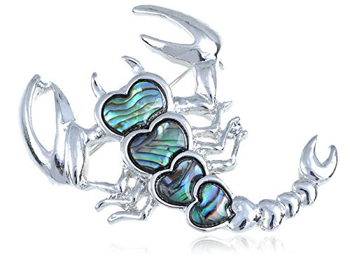 Alilang Womens Silvery Tone Abalone Colored Stones Heart Scorpio Scorpion Brooch Pin Alilang Womens Silvery Tone Abalone Colored Stones Heart Scorpio Scorpion Brooch Pin
