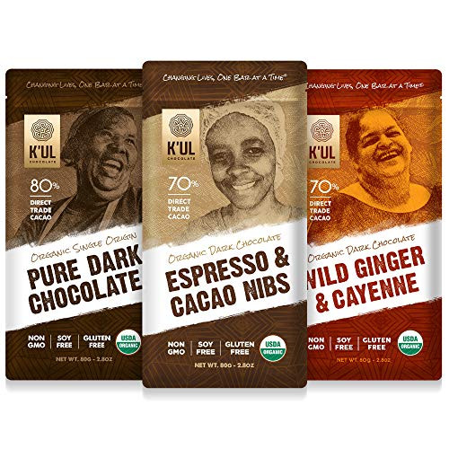 K UL CHOCOLATE Bars 3 Pack Chocolate Espresso Cacao Nibs Chocolate Bar Pure Dark Chocolate Wild Ginger Cayenne Chocolate Bar Organic Soy Free Vegan Gluten Free Non Gmo 2 8oz Each K UL CHOCOLATE Bars 3 Pack Chocolate Espresso Cacao Nibs Chocolate Bar Pure Dark Chocolate Wild Ginger Cayenne Chocolate Bar Organic Soy Free Vegan Gluten Free Non Gmo 2 8oz Each