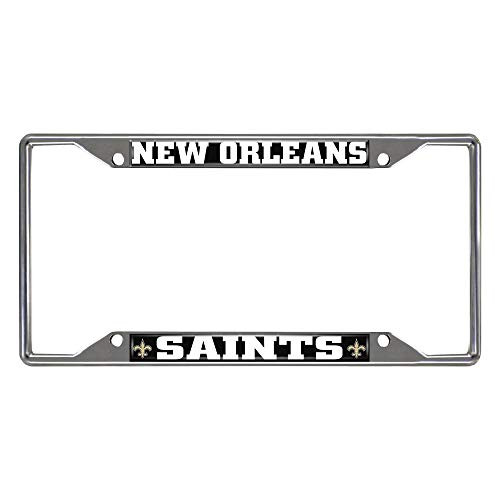FANMATS NFL New Orleans Saints Chrome License Plate Frame  Chrome  6 25  x 12 25 FANMATS NFL New Orleans Saints Chrome License Plate Frame  Chrome  6 25  x 12 25
