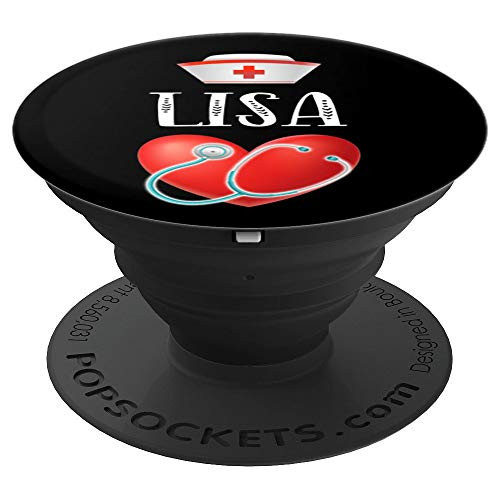 Lisa Gift Nurse RN LPN APN NP CNS Red Heart Stethoscope PopSockets Grip and Stand for Phones and Tablets