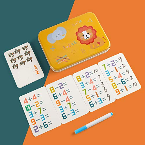 MerryHeart Math Counting Toys  Children s Arithmetic Card  Reusable  Wooden Number and Counting Stick Rod with Storage Box  Number Flash Cards Set  Montessori Educational Toys