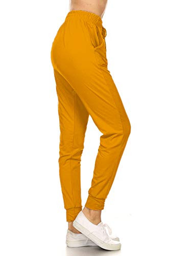Leggings Depot JGAX128 MUSTARD 1XL Jogger Solid Pants  1X Plus