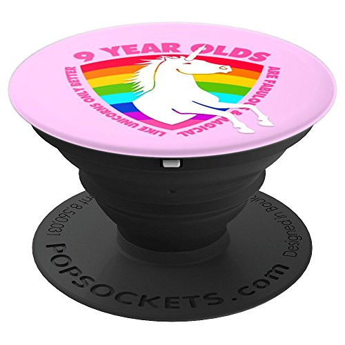 Unicorn 9 Year Old 9th Birthday for BDay Girls Kids Gifts PopSockets Grip and Stand for Phones and Tablets
